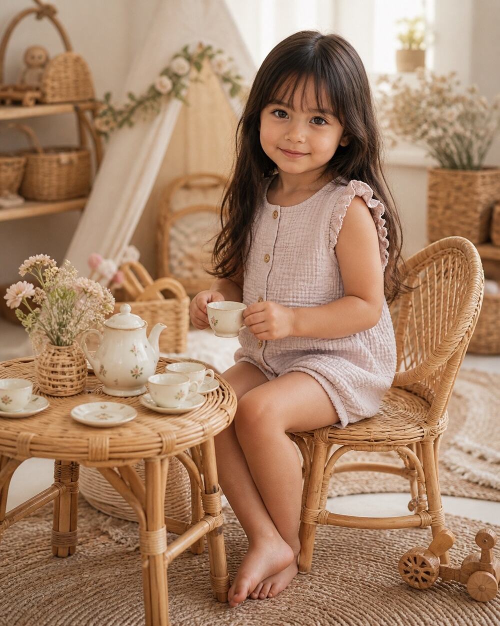 Simple Days Blush Minimalist Gauzy Muslin Romper Playsuit 4T